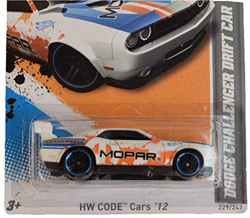Hot Wheels 2012 Code Cars 4/22 Dodge Challenger Drift Car 229/247, Blanco miniatura 2