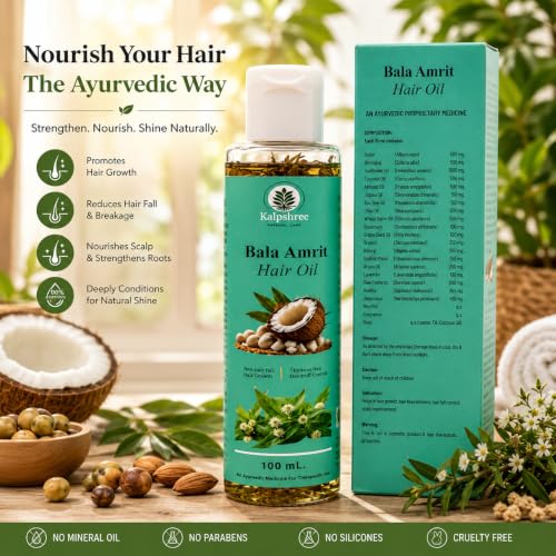 Image of KALPSHREE Hair Growth Oil 100 ml | Ayurvedic Hair Oil with Onion, Bhringraj, Almond, Jojoba, Rosemary | Dandruff & Hair Fall Control & Boost Hair Growth | For Men & Women | Scalp Nourishment & Hair Strengthening