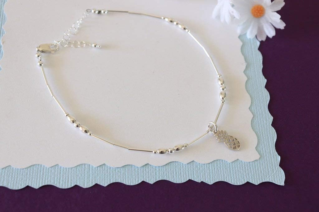 Anklet Pineapple Sterling Silver Beach Gift