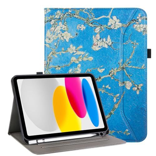 Vakarey für iPad A16 Hülle 11 Zoll 2025,für iPad 10. Generation/11. Generation Hülle mit Stifthalter,Blüten