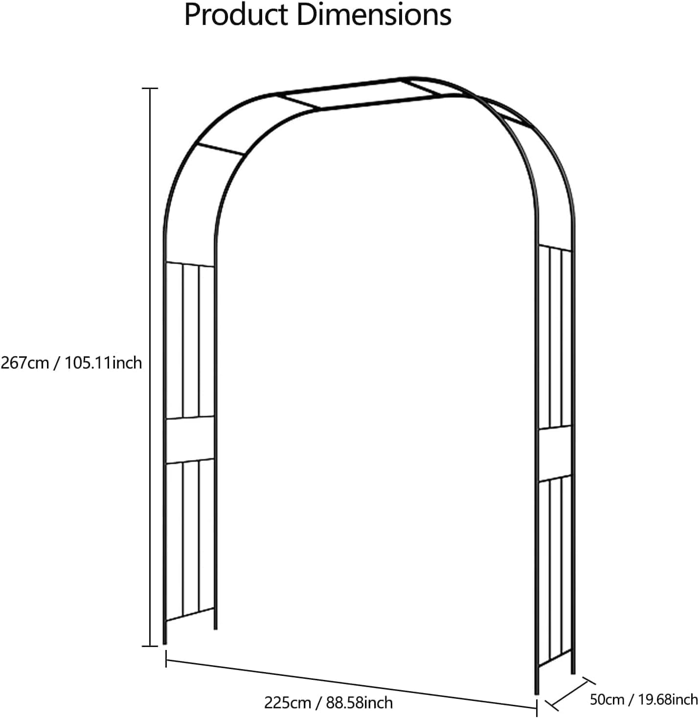 Heavy Duty Steel Garden Arch Arbor Trellis – Weather-Resistant Black Metal Archway for Climbing Plants, Weddings, Parties, Ceremonies, and Outdoor Decor – Durable Backyard, Lawn, Pathway & Patio Arbor