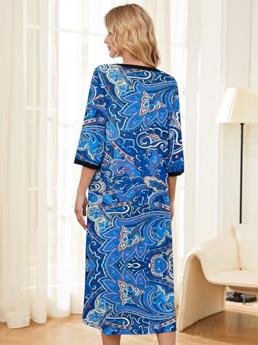 Image of PITINAN Moo Moo Nightgown House Dress Zip up Robes for Women Long Lounge Dress House Coat Women S-3XL