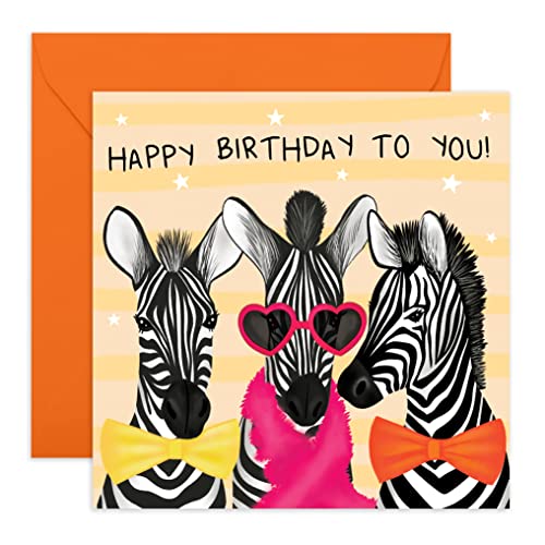 Central 23 Happy Birthday Card For Her Him - 'Party Zebra' Birthday Greeting Card For Sister Brother Mum Dad - Gifts For Women Men - Comes With Fun Stickers