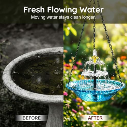 Solar Cascade Hanging Bird Bath Fountain for Hummingbird Garden Decor by Hoiuter - Used condition - Image 5