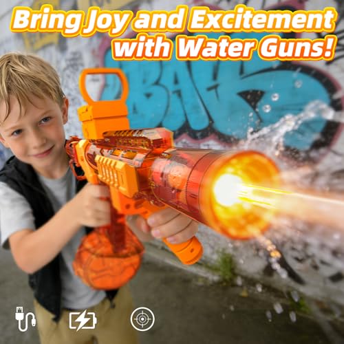 2 Pack Electric Water Guns Toy for Kids Adults, Automatic Water Gun Toys for Kids Ages 4-8 8-12, Adjustable Grip & Folding Stock, 26-32FT Long Range, Summer Pool Outdoor Beach Water Toy for Boys Girls — view 2