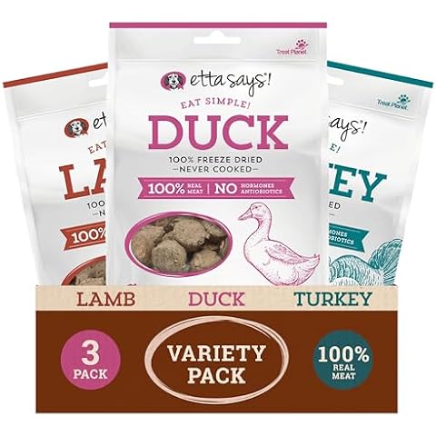 etta says! Eat Simple Freeze-Dried Dog Treats - 100% Natural Variety Pack - Duck, Turkey, and Lamb Protein - Made in USA (2.5 oz Pack of 3) Cover