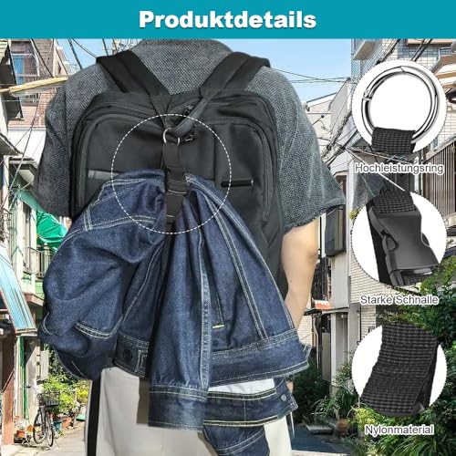 Gepäckriemen 4 Stück Luggage Straps Verstellbare Gepäckgurte für Koffer, Taschen, Jacken & Decken – Mit Federclip für Sicheren Halt – Reisezubehör (Schwarz)