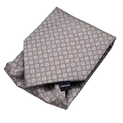Image of Hi-Tie Silk Ascot for Men Self Tie Men's Cravat and Flower Lapel Pin Handkerchief Cufflinks Set for Wedding Party