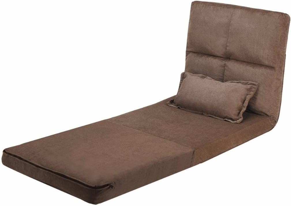 Fold Down Chair Flip Out Lounger Convertible Sleeper Couch Futon Bed w/Pillow Bedroom Furniture