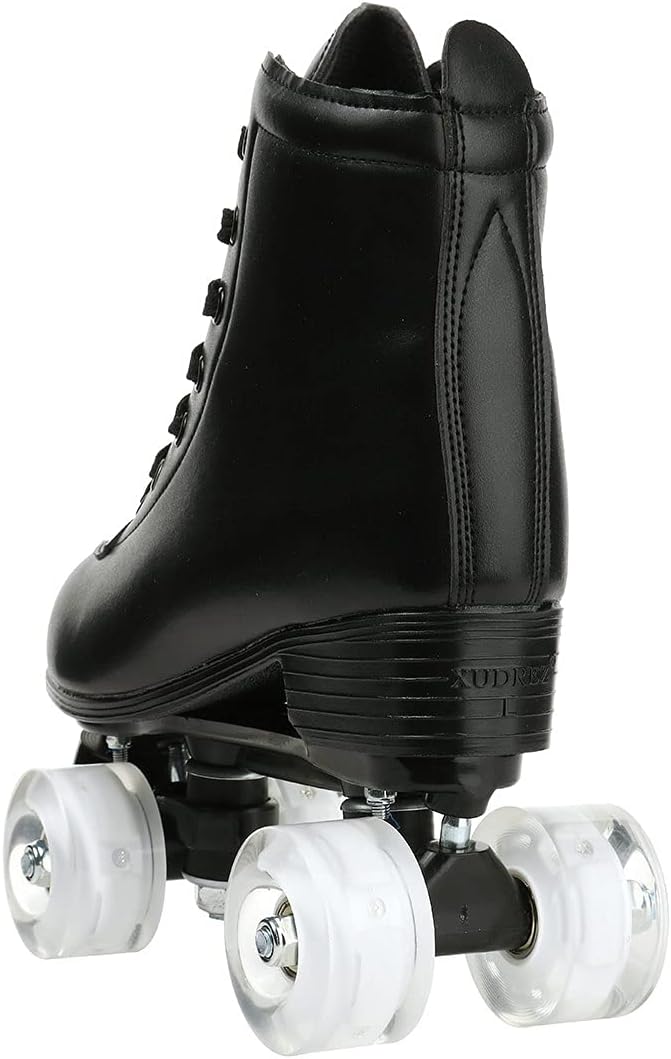 XUDREZ Double Row Adjustable Leather High-Top Roller Skates - Perfect for Indoor Outdoor Adult Use With Bag