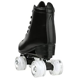 XUDREZ Double Row Adjustable Leather High-Top Roller Skates for Indoor Outdoor Adult Use With Bag (Flash Wheel, Women\'s 10 / Men\'s 8.5)
