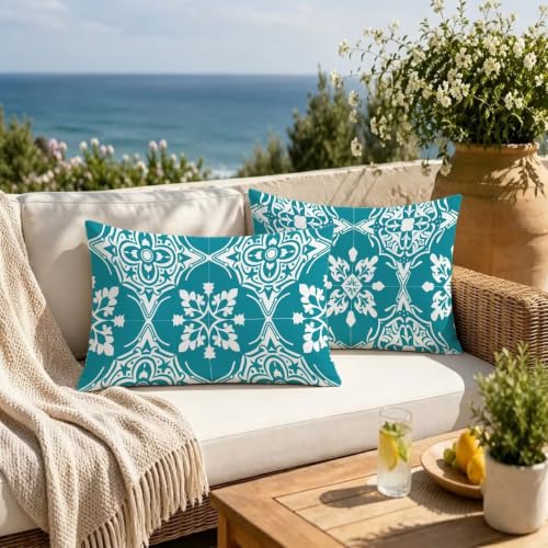 Housse coussin extérieur imperméable aspect lin de qualité supérieure vert