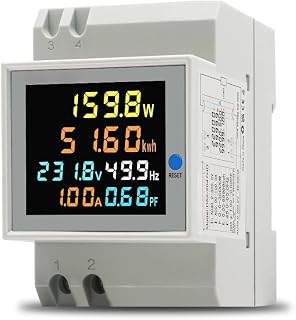 Single Phase Energy Meter Din Rail Electricity Usage Monitor AC 40-300V 100A Voltmeter Ammeter Watt Kwh Frequency Power Meter Built-in CT 110V (D52-2066-WIFI Built-in-CT)