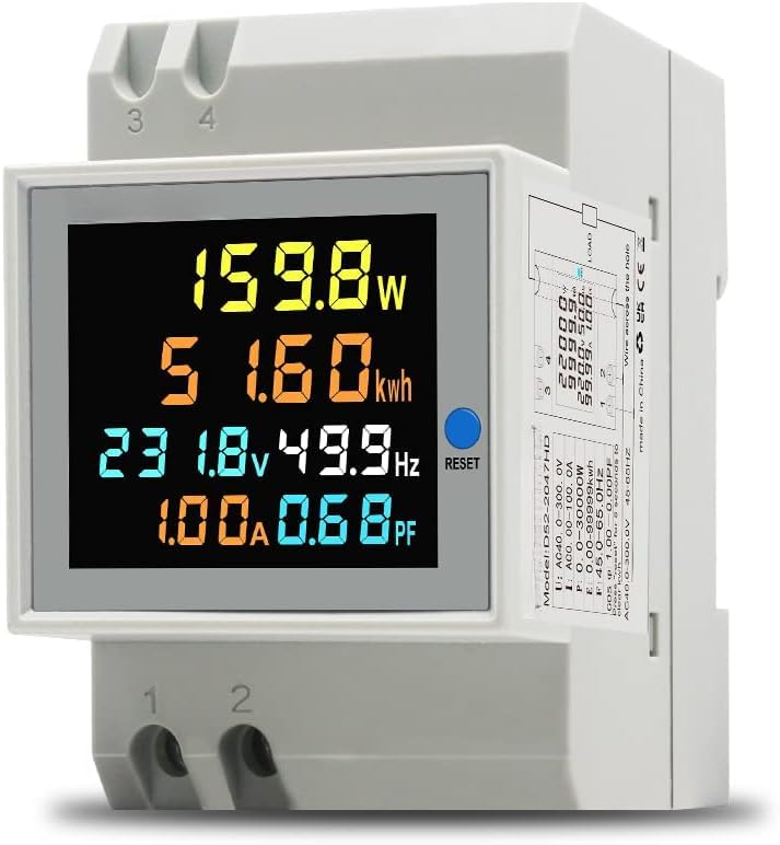 Single Phase Energy Meter Din Rail Electricity Usage Monitor AC 40-300V 100A Voltmeter Ammeter Watt Kwh Frequency Power Meter Built-in CT 110V (D52-2066-WIFI External CT)