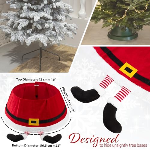 DECO EXPRESS Weihnachtsbaumständer Abdeckung, 42x24cm Weihnachtsbaum Rock, Stilvoll Weihnachtsdeko Innen In Weihnachtsmann Frohe… – Ansicht 3