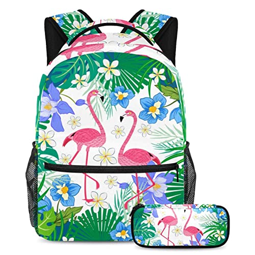 Sac à backpack motif flammes tropicales avec trousse assortie pour l'école et voyage