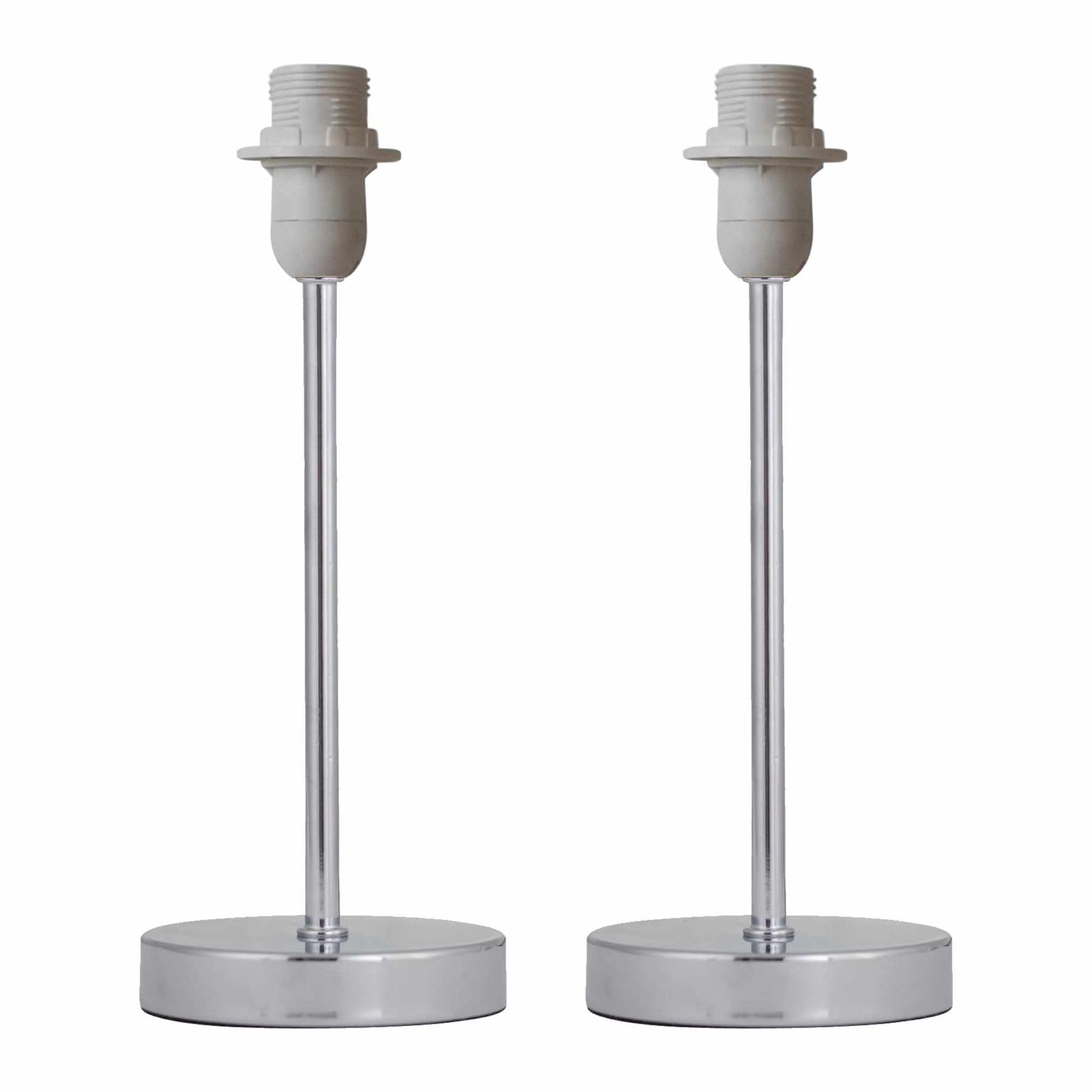Firstchoicelighting Chrome Set Of 2 Polished Table Lamps Or Bedside Lights Bases, Modern Design, Height 26Cm, Bases Only, Led Compatible