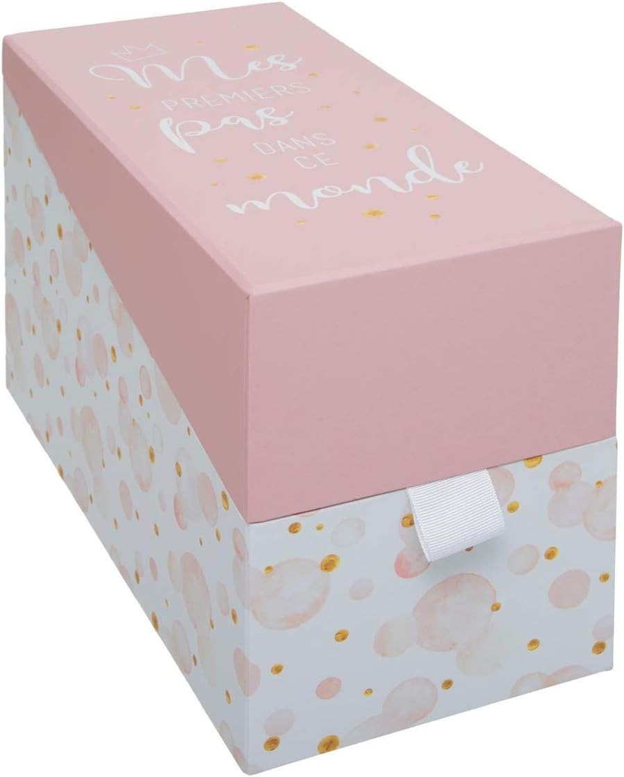 Atmosphera Boite De Naissance Rose Pour Photos Avec Cartes Etape Et Intercalaires Souvenirs De Bebe Amazon Fr Bebe Et Puericulture