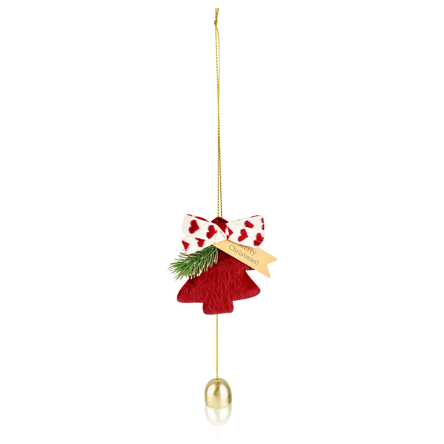 Rumyve Plush Tree Shape Decorations,Christmas Jingle Bells Ornaments,Christmas Plush Bell Ornaments,Christmas Decorations Indoor for Home,Windows or Cars(Red)