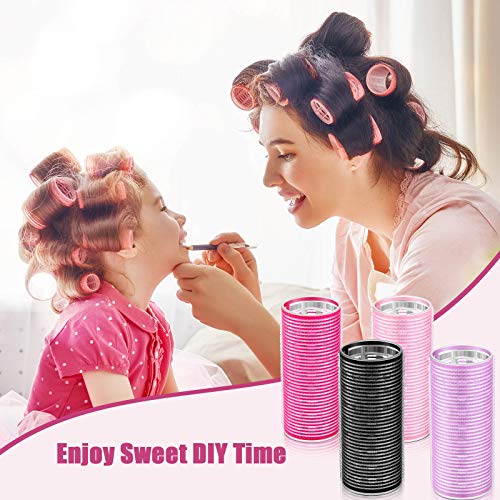 4 Pieces Hair Rollers Self Grip Roller Bangs Aluminium Core Curler Roller Hairdressing Curler For Long Hair Bang Roller Women Hairstyle (Rose Red, Light Pink, Purple, Black, 4.7 X 2 Inch) #TOP3