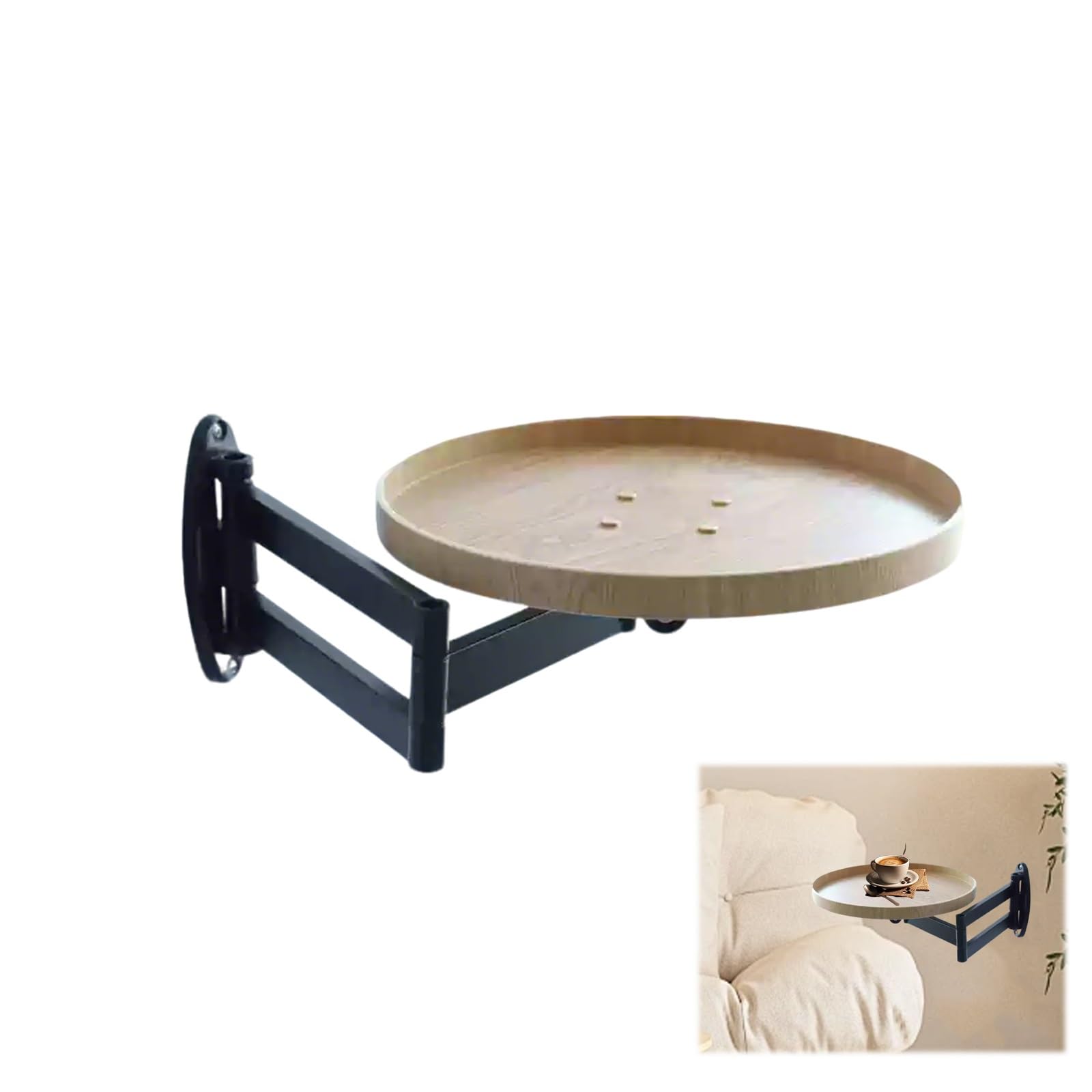 Table Ronde Pliante Murale compacte 30 cm avec étagère rétractable pour cuisine