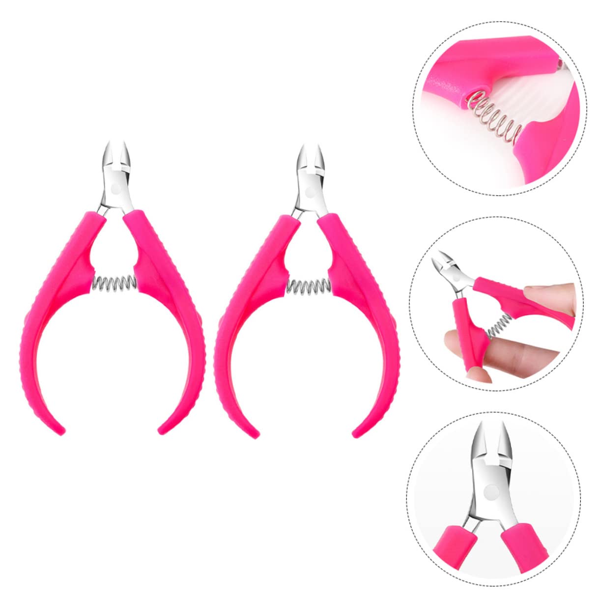 SMASOLO 2Pcs Stainless Steel Cuticle Nipper with Handle Ergonomic Dead Skin Scissors for Precise Nail Cuticle Trimming and Manicure Multi Use Nail Art Tool for Home and Salon