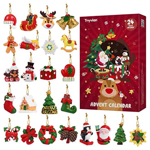 Toyvian Compte à rebours pour Le Calendrier de lavent Noël avec 24pcs noël Ornements Suspendus Arbre pour noël décor de Vacances