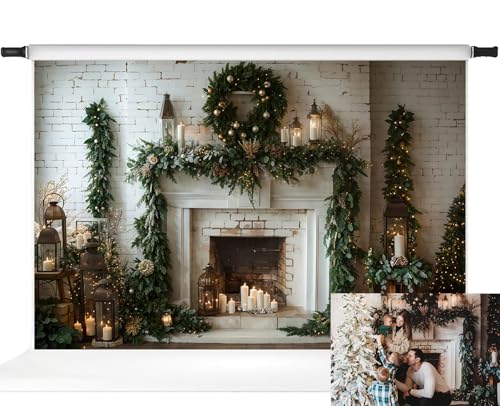 Fond photo Noël brique blanche pour créer des souvenirs au coin du feu