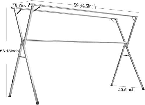 Miniatura 5 de SHAREWIN Estante de secado de ropa para ropa de lavandería plegable para colgar ropa, estantes de secado de tela de acero inoxidable, estante