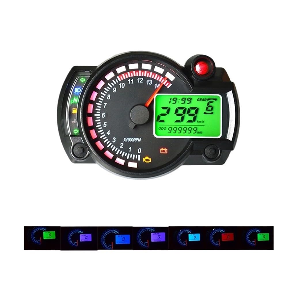 Speedometer Odometer Meter Universal Digital Motorcycle RX2N Odometer Speedometer Meter Instrument Adjustable MAX 299KM/H 7colors Dashboard