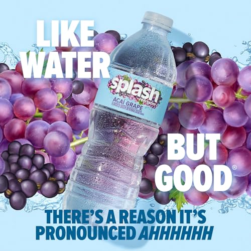SPLASH REFRESHER Flavored Water Bottles, Acai Grape Flavor - 6-Pack, 16.9 Fl Oz - Refreshing Flavored Bottled Water with Electrolytes - Zero Sugar & Zero Calories