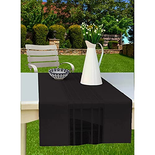 Lavien Home, Table Runner 72 Inches Long Stylish Durable Machine Washable Modern Transparent Patterned Striped Table Runners For Home And Dining Decoration Or Dresser Scarf (Black) #TOP5