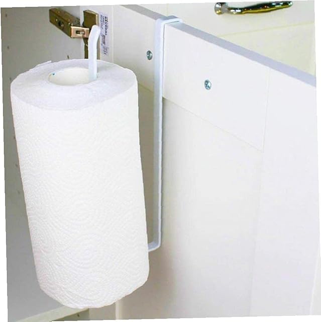 Multi-Function Kitchen Roll Holder, Multifunctional Paper Towel Rack, Under Cabinet Shelf Toilet Paper Dispenser Free Installation Storage Rack, White