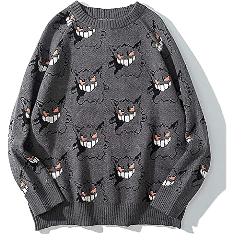 Sweater - Men Gengar Hip Hop Streetwear Men Clothing Spandex Pullover O-Neck Oversize Fashion Casual Couple Male Sweaters, Noir, XXL Cover