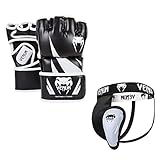 Venum Challenger V.05 MMA Set, Schwarz, Boxhandschuhe Small + Tiefschutz XL