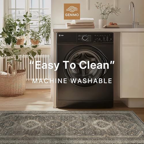 GENIMO 2x5 Non Slip Hallway Runner Rug, Machine Washable, Thin & Low Pile Lightweight for Kitchen, Laundry, Entryway, Bedroom & Living Room, Dark Brown