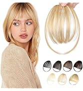 Fanguilar Clip in Bangs-Fake Bangs Hair Light Blonde Mix Bleach Blonde Wispy Bangs Hair Clip on B...