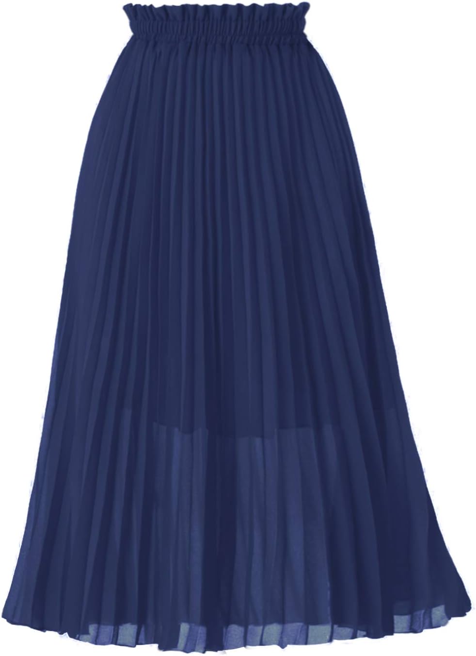 GOOBGS Women&amp;#39;s Pleated A-Line High Waist Swing Flare Midi Skirt