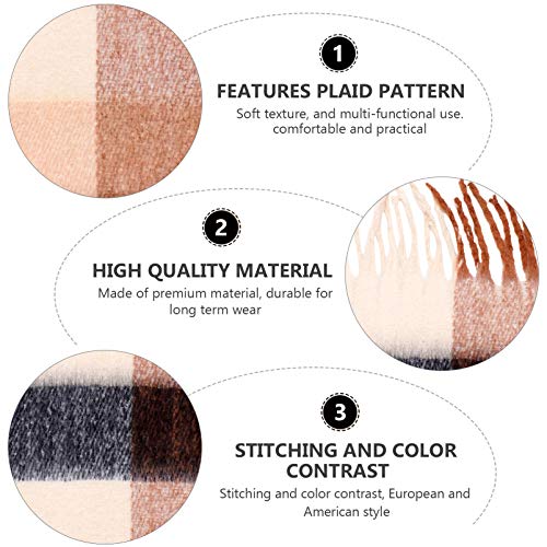 KESYOO Longa Borla Cachecol Imitação de Cashmere Outono Inverno Lenço à Prova de Vento Pescoço Grade