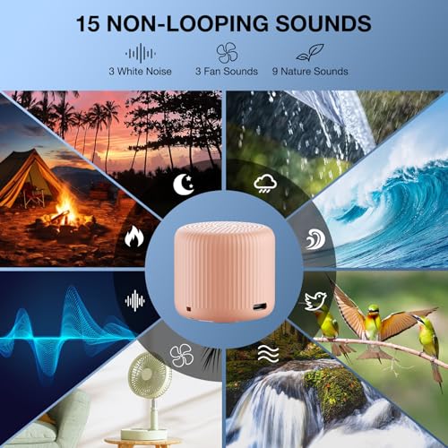 Image of White Noise Machine Baby Portable Sound Machine,LEICEX Travel Sound Machine,15 Non-Looping Sound Timer and Memory Play, Mini White Noise Machine for Sleeping Office Travel (Peach)