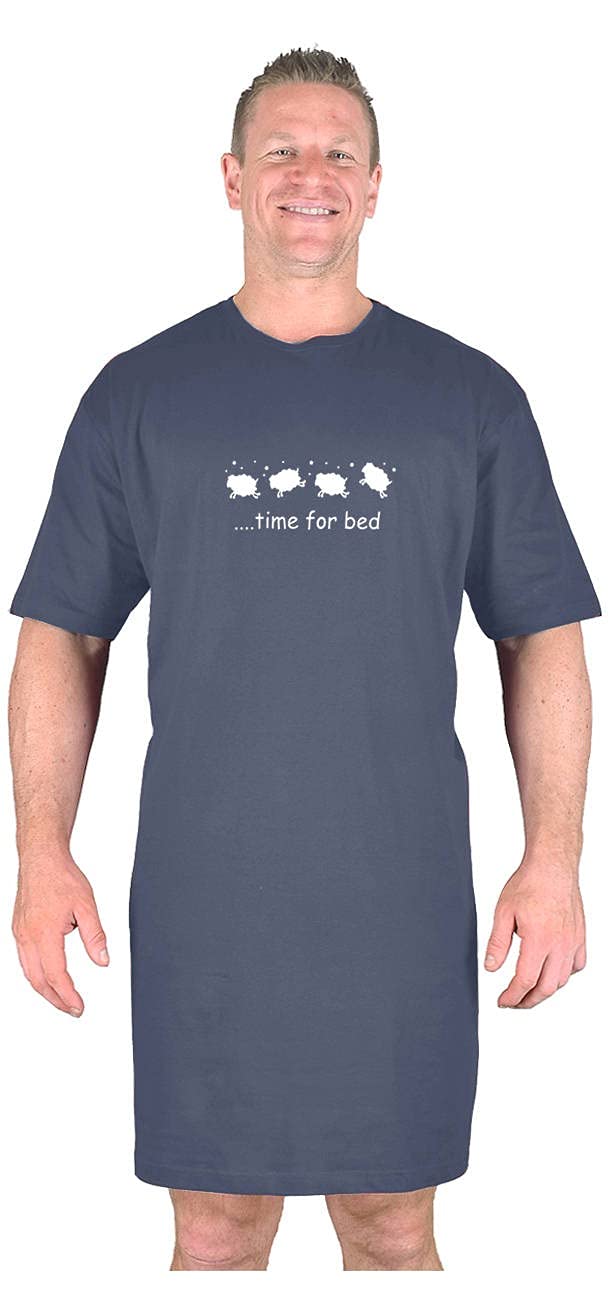 Big Mens Charcoal Sheepy Nightshirt Cotton Unisex for Sizes M L XL 2XL 3XL 4XL 5XL 6XL 7XL 8XL, Size : 2XL