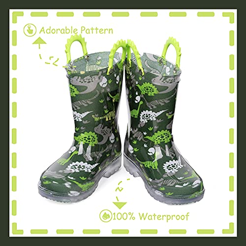 Image of Outee Toddler Kids Adorable Lightwight Waterproof Rain Boots Light Up by Steps