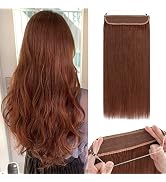 Benehair Human Hair Extensions Thick Ends Invisible Wire Real Human Hair with 2 Fish Lines Thicke...