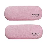 ABAJI Eyeglasses Case Pink 2 Pack Student Kids Reading Glasses Box Fiberflax Protective Hard Shell Lint Lining Snap Close suitable for Men Women Sunglassses Organizer