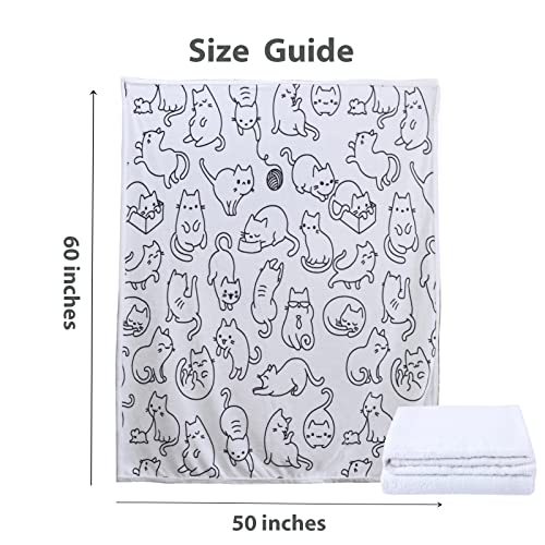 Anamee Cat Blanket Cat Lover Gifts For Women, Cute Cat Throw Blanket Gift For Mom, Cat Lovers And Girls, Kawaii Soft Lightweight Flannel Blankets Birthday Gift For Kids Adults 50"X60" #TOP5