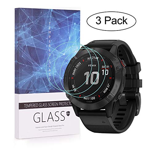 BECEMURU Garmin Fenix 6 Protector de Pantalla 9H Pantalla de Cobertura Completa Protector de Cristal Templado para Garmin Fenix 6/Fenix 6 Pro/Fenix 6 Sapphire (Paquete de 3)