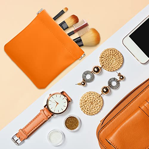 12 Pcs Lambskin Pocket Cosmetic Bag Waterproof No Zipper Self Closing Makeup Bag PU Leather Cosmetic Pouch Cute Purse Makeup Bag Travel Storage for Women Cosmetics Jewelry Toiletry (Bright Color)4