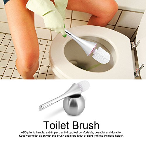 Brosse WC en acier inoxydable blanc Garsent avec support