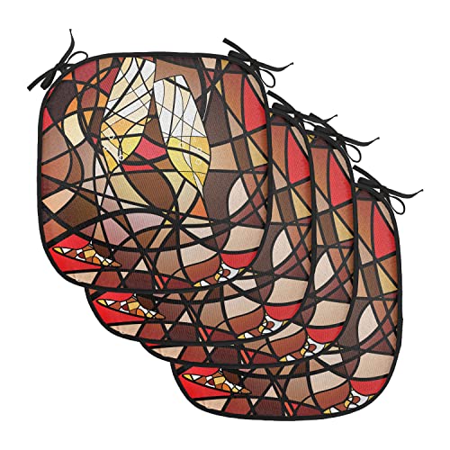 Lunarable Winery Chair Cushion Pads Set of 4, Champagne Glasses on Colorful Abstract Background Shades Classic Celebration, Anti-slip Seat Padding for Kitchen & Patio, 16