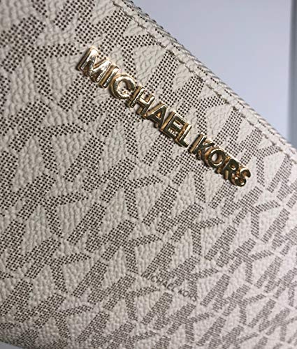 Michael Michael Kors Jet Set Travel Continental Wallet Wristlet (Signature Mk Vanilla) #TOP6